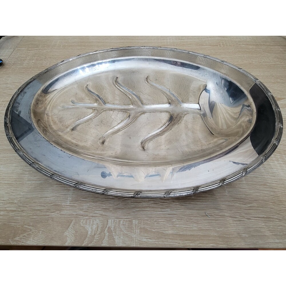 Dorset L& C.M.C.O Oval Silverplate FOOTED Carving Meat Tray Platter HEAVY 16 x11